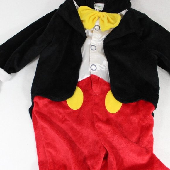 Disney Baby Infant Boys Mickey Mouse Costume Size 3-6 M One Piece Hood Gloves - Picture 4 of 8